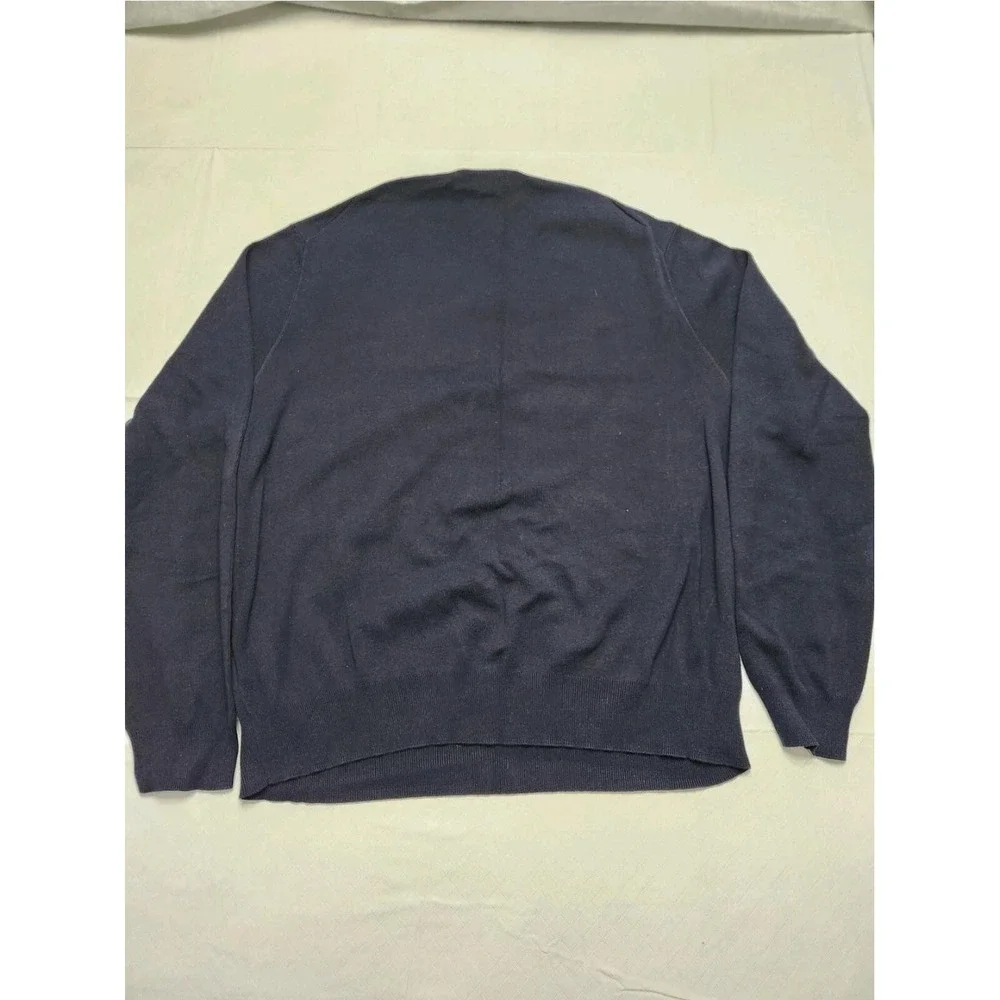 Polo Ralph Lauren Sweater Mens 2XL Navy Blue V Neck Pony Cotton Pullover Grandpa